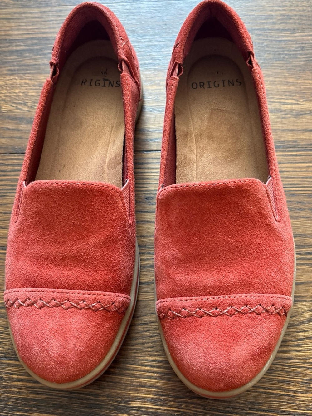 Earth Origins Women's Red Suede Slip-On Loafers